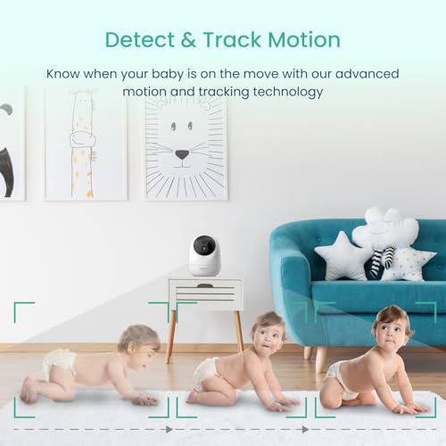 Image of Babysense 2Peek Video Baby Monitor, WiFi Security Camera with Auto Tracking (2Pcs), 3MP Super HD, Intelligent Motion & Sound Detection, Night Vision, Private Hidden Lens Mode, Supports SD Card