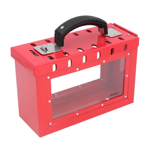 Lockout Tagout Group Lock Box, Rot Tragbare Lockout Tagout Box Loto Box Group Safety Lock Box, Rote Vorhängeschlossbox mit 12 Verriegelungslöchern, für LOTO-Verfahren