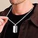 KRKC&CO Herren Dog Tag Anhänger Kette, Dogtag Hundemarke Erkennungsmarke, Quadratischer Anhänger, schwarze Edelstahl Kette 2mm, Geburtstag Geschenk für Männer Jungs, verstellerbare Länge 56/61cm