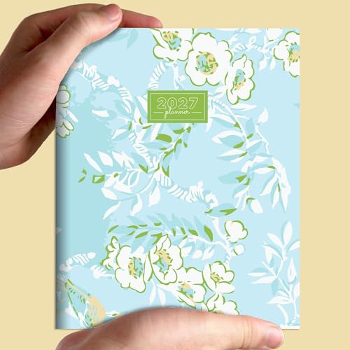 Planificador mensual 2027 para organizar el hogar con notas y diseno floral azul 7