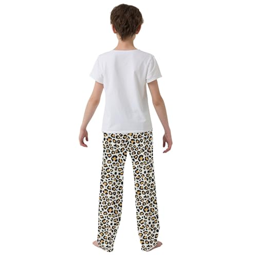 Boys' Pants Leopard White and Yellow Long Bottoms Jogger Pants Elastic Waist Trousers with Pockets S-XL3