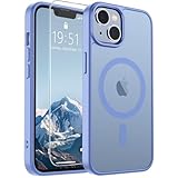 SUPFINE Magnetic for iPhone 15 Plus Case & iPhone 14 Plus Case(Compatible with MagSafe)(Military Grade Drop Protection) Slim Translucent Shockproof Phone Case, Blue Purple