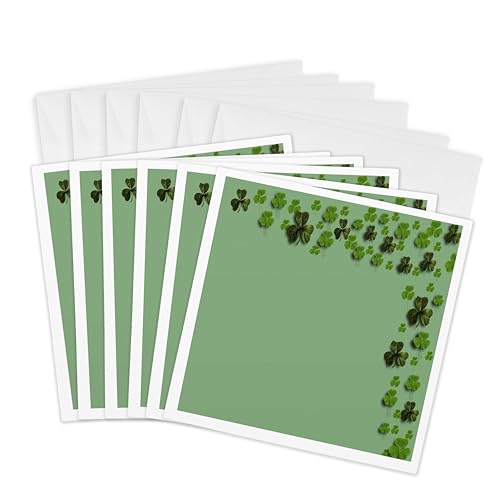 Cartes de vœux clovers 3dRose | Lot de 6 cartes carrées 15x15 cm