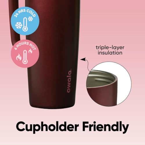 Owala SmoothSip Slider Stainless Steel Insulated Travel Mug with handle, 100% Leak Proof, For Hot and Cold Drinks, Travel Friendly with Sliding Lock Lid, 12oz, BPA Free, Leak Proof, Black Cherry #2