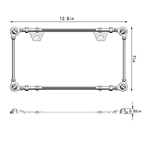 Creathome 3D Chrome License Plate Frames, Pure Zinc Alloy Metal (Screw Pattern) #TOP7