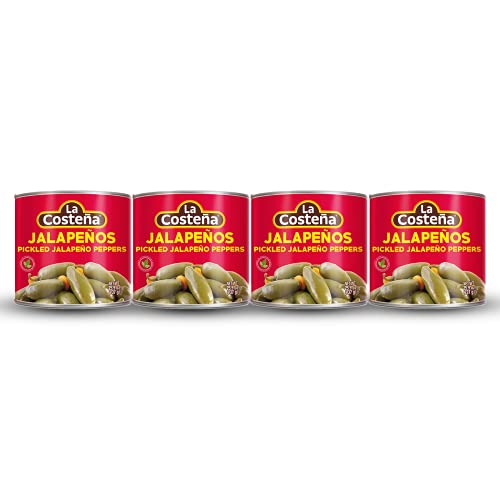 La Costeña Whole Pickled Jalapeño Peppers | Pickled Green Hot Jalapeños | 26-Ounce Can (Pack of 4)
