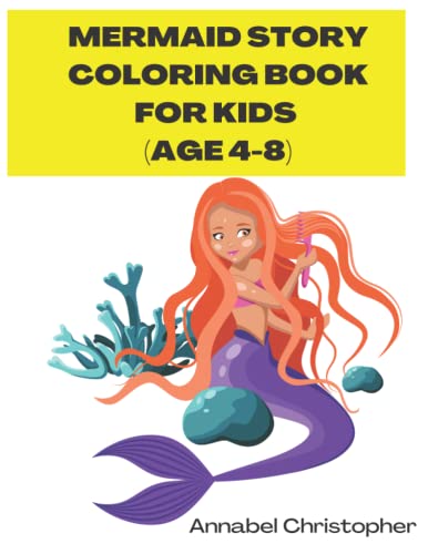 Mermaid story coloring book for kids