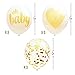 EasyPartyTime OhBaby Shower Decorations: One Strung Banner, 9pcs Balloon Set(Gold, Confetti, White) & Monthly Milestone Photo Banner for Newborn, Pregnancy Announcement & One Year Old Celebration