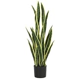 Outsunny Sanseveria Artificiale in Vaso con Foglie Modellabili Ø20x90 cm...