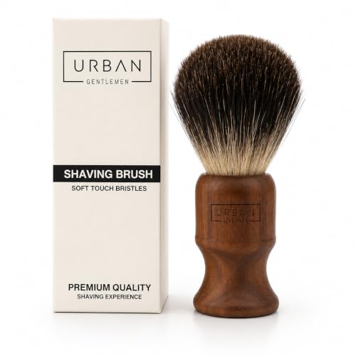 Image of Urban Gentlemen Premium Badger Hair Shaving Brush for Men, Walnut Wood Handle, Soft Natural Bristles, Traditional Wet Shaving Brush for Rich Lather with Shaving Soap & Cream