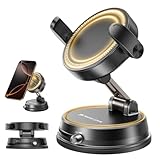 MAGIC JOHN スマホホルダー 車 マグネット【真空ゲル吸盤+超強磁力】N55磁石 360°調整可能 対応 Magsafe ホルダー 車載スマホホルダー カー用品 片手操作 1秒で着脱 携帯ホルダー 車 折りたたみ式 高級合金素材 スマホ車載ホルダー 車 携帯スタンド 対応 iPhone&Android全機種と多車種 ブラック