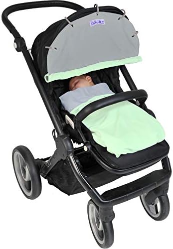 The Original Dooky Reversible Soft Durable Cotton Pram Stroller Cover, Menta e Grigio