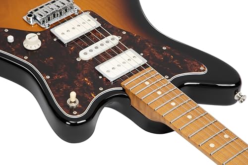 Image of Electric Guitar JZ FRO 3 Tone Sunburst Gloss Handmade in Japan MIJ Roasted Flame maple Neck Stainless Steel Frets Gotoh Bridge Gotoh Locking Tuner 6 Strings Modern C Neck For All Levels