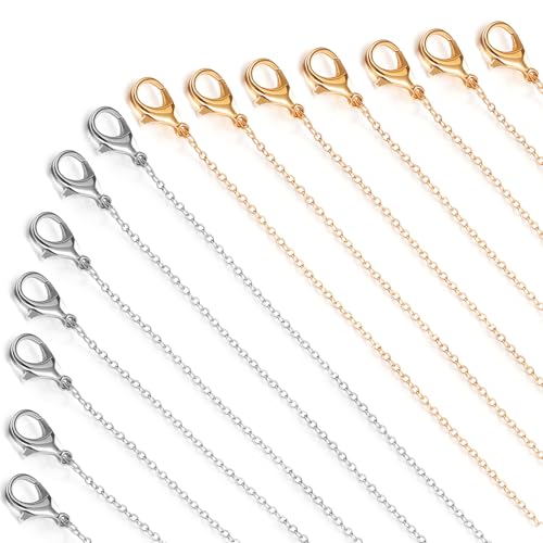 YBEATY 40 Pack Necklace Chains Bulk Gold and Silver Plated Cable Link Chains for Pendants DIY Jewelry Making Supplies Jewelry Making Necklaces Accessories (19 Inches)