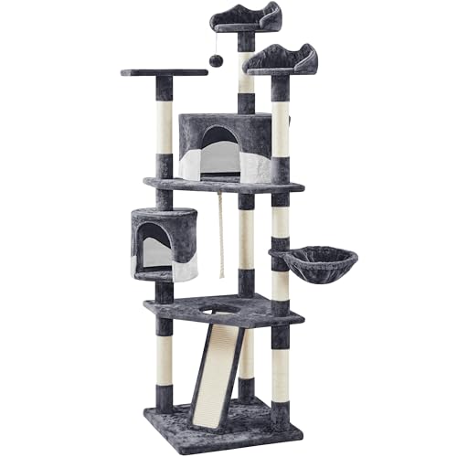 Yaheetech 79in Multi-Level Cat Trees Indoor Cat Tower with Sisal-Covered Scratching Posts, Plush...