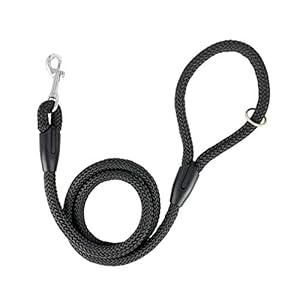 Hondenriem Nylon Ronde NO PULL voor honden voor kleine middelgrote en grote honden. 1.3 * 120cm (Zwart)