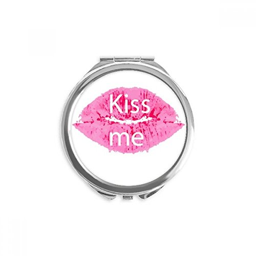 Espejo de maquillaje de labios compacto y portátil con diseño de besos