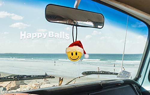 HappyBalls Happy Santa Red Winter Hat Car Antenna Topper/Mirror Dangler/Dashboard Buddy (Fits Thick Fat Stubby Style Antenna)