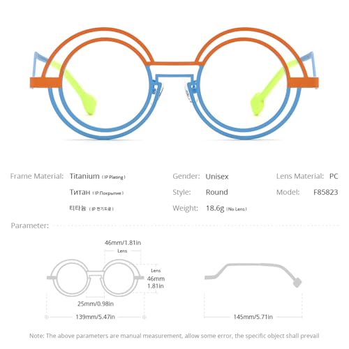Image of FONEX Colorful Pure Titanium Glasses Frame Women Retro Round Eyeglasses