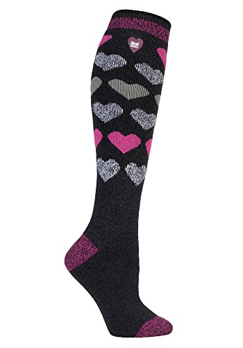 HEAT HOLDERS Lite - Ladies Thin Extra Long Knee High 1.6 TOG Patterned Winter Warm Thermal Socks (4-8 UK, Sutton)