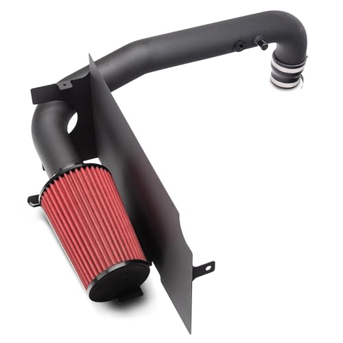 Red Rock Cold Air Intake Kit in Black High Flow Filter Fits Jeep Wrangler JK 2012-2018 3.6L