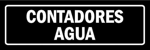 Water meters, black informational sign SP004 - Self adhesive sticker (150mm x 50mm)