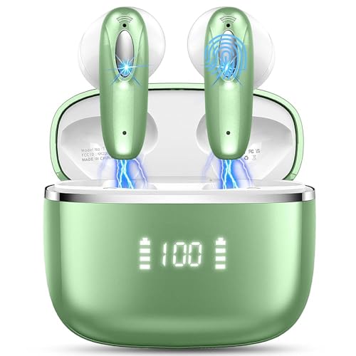 Auriculares Inalámbricos Bluetooth, Auriculares Bluetooth 5.3 HiFi Estéreo, 40H Cascos Inalambricos Bluetooth con ENC Reducción de Ruido, Pantalla LED, USB-C, Control Táctil, IP7 Impermeable Audifonos