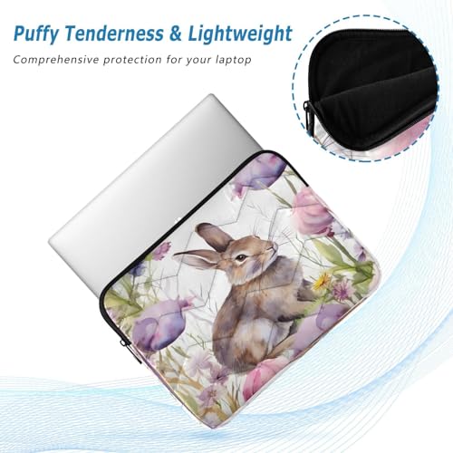 Funda para portátil 13-14 pulgadas impermeable con diseño de conejos y flores miniatura 5