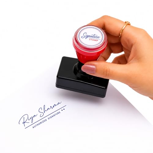 Image of ASPL Customized Pre-Inked Pocket Stamp | Personalised Rubber Stamp with Custom Text | for Signature, Proprietor, Partner, Shop & Office Use | 2 to 4 Line Stamp | Compact Design