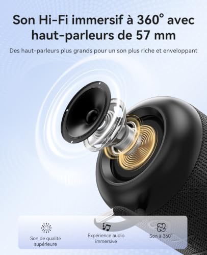 ORICO Enceinte Bluetooth Portable, 27 h d’Autonomie, 335 g – BG01, Noir – vue 3