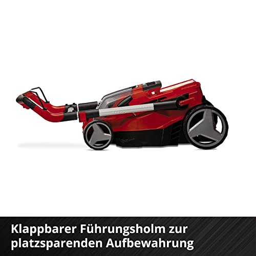 Foto von Einhell Akku-Rasenmäher RASARRO 36/38 Kit Power X-Change (36 V, 38 cm Schnittbreite, 450 m², Brushless, Mulchfunktion, 45L Fangkorb, inkl. 2X 4,0 Ah Akkus + Twincharger)