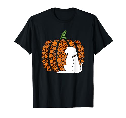Calabaza de Halloween con pata de gato Camiseta
