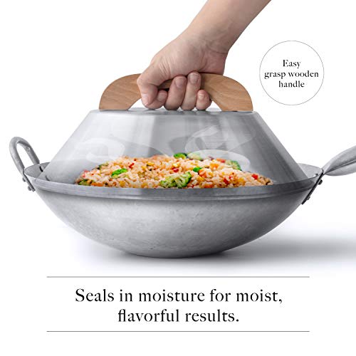 Mammafong Aluminum Wok Cover For 14" Hand Hammered Wok, 13 Inch Flat Wok Lid #TOP4
