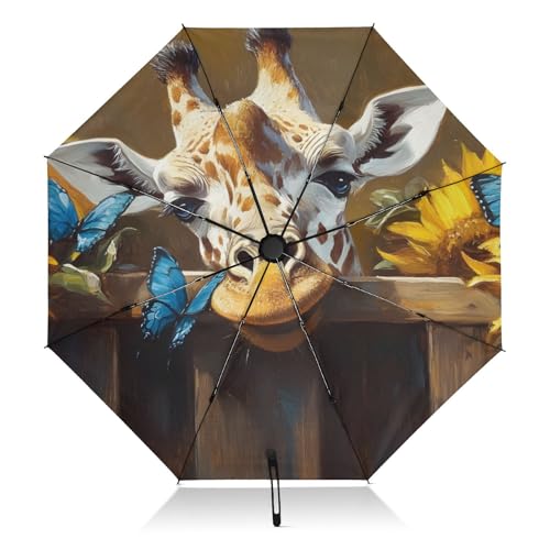 Parapluie compact girafe et tournesol automatique 46 pouces protection UV