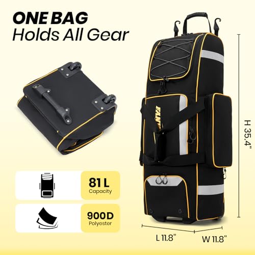 Fanwoli 81L Rolling Baseball Catchers Bag