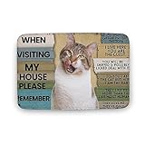 When Visiting My House Please Remember Cat Indoor Door Mat Entryway Rug Cat Doormat Washable Front Door Mat Non Slip Welcome Floor Mats for Entrance Gift 30x18 Inch