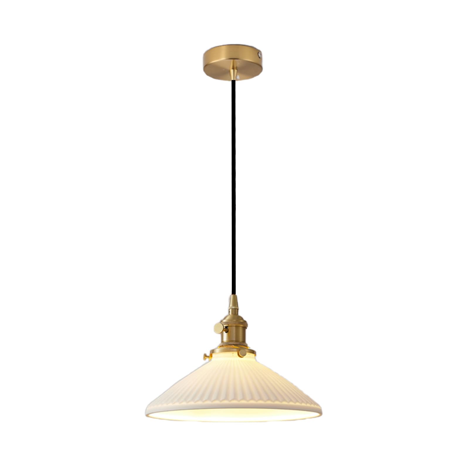 Lámpara Colgante Vintage Industrial de Cerámica 23cm Blanco Lámpara Suspendida con Portalámparas de Metal para Dormitorio Isla de Cocina Salón Pasillo Comedor