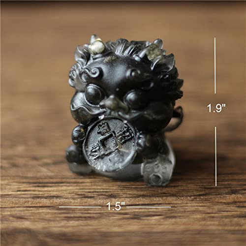 Owmell 2" Chinese Lucky Pixiu Money Beast Statue Feng Shui Decor, Natural Black Obsidian Tumbled Stone Gemstone Wealth Figurine For Attract Money Fortune Wealth Good Luck Home Decor #TOP5