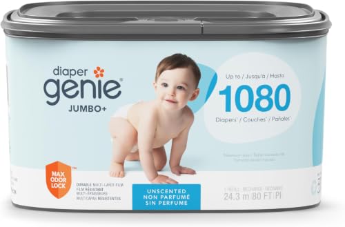 Image of The Diaper Genie Jumbo+ Square Refill,with continuous film,can hold up to 1080 newborn-sized diapers per refill.,(Pack of 12)