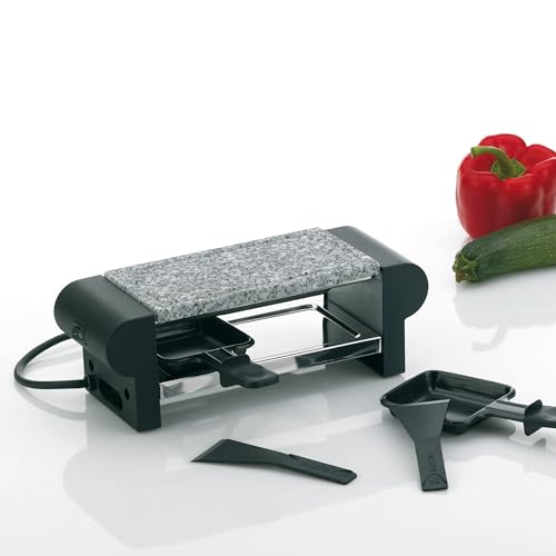 kela mini raclette placa de piedra, raclette 2 personas SPLÜGEN, acero recubierto antiadherente, piedra caliente, 400 vatios, raclette 1 persona - imagen 7
