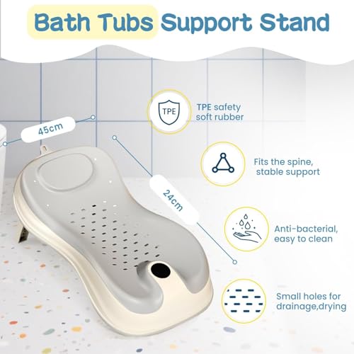 Image of MOPPETS Moppet Elite Silicone Folding Baby Bath Tub with Silicone Baby Folding Bather /Bathrack, Newborn to Toddler Safe Bathtub (0-3 Years) Elite Combo (Grey)