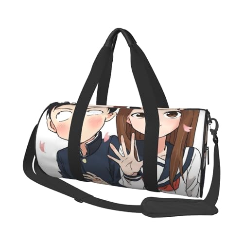 からかい上手の高木さん 筒型大容量ダッフル ビジネス 旅行用学生ハンドバッグ メッセンジャー