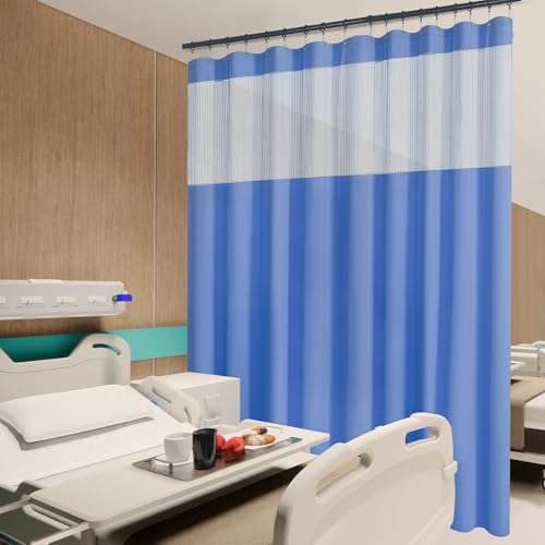 Image of Flame Retardant Hospital Curtain Room Divider, Grommet Cubicle Room Divider, Privacy Medical Curtain for Hospital, Clinic, Lab(1 Panel, Dark Blue, 15x8FT)