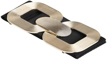 Women's Line Detailed Elastic Waist Belt with Plug Buckle Belt for Dress Jacket Shirt Elastic Ladies Stylish Fashion Belt (Black)