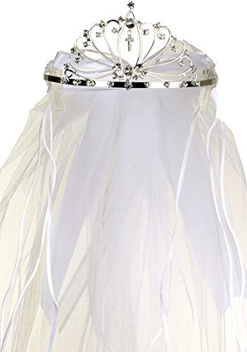 BluNight Collection Little Girls Elegant Princess Communion Flowers Girl Tiara Headpiece Veil2