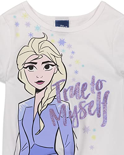 Disney Frozen Elsa Princess Anna Little Girls T-Shirts Dolphin Active Leggings And Shorts 4 Piece Outfit Set White 6 #TOP6