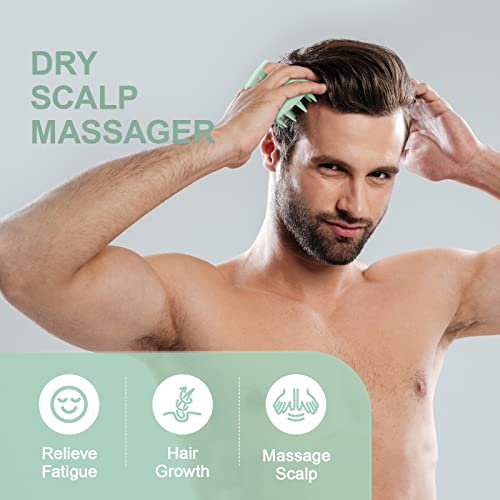 Rhos Silicone Scalp Massager Shampoo Brush-Hair Scrubber With Soft Bristles For Dandruff Removal-Wet&Dry Scalp Brush/Exfoliator Brush For Hair Growth&Scalp Care-Hair Massager For Women（Green #TOP4