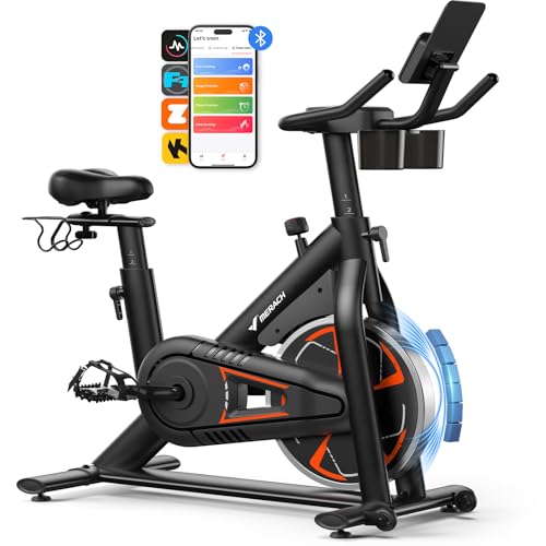 MERACH Heimtrainer Fahrrad mit Magnetischem Widerstand, Leises Hometrainer Fahrrad mit Verbesserter Stoßdämpfender Luftkissensattel, Eigener App, Stabiler H-Rahmen für besseren Halt, Bis 150KG MERACH Heimtrainer Fahrrad mit Magnetischem Widerstand, Leises Hometrainer Fahrrad mit Verbesserter Stoßdämpfender Luftkissensattel, Eigener App, Stabiler H-Rahmen für besseren Halt, Bis 150KG