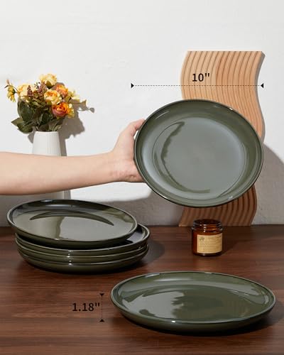 Image of Pokini Ceramic Dinner Plates Set of 6, 10inch Salad, Dessert Plates Dishes