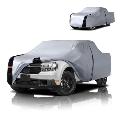 Image of Multi-Layer Ford Maverick Truck Cover, Custom Fit Maverick 2021-2026 SuperCrew Cab Short Bed(4.5') Car Cover Waterproof All Weather, Full Exterior Cover Rain Wind and UV Protection with Door Zipper
